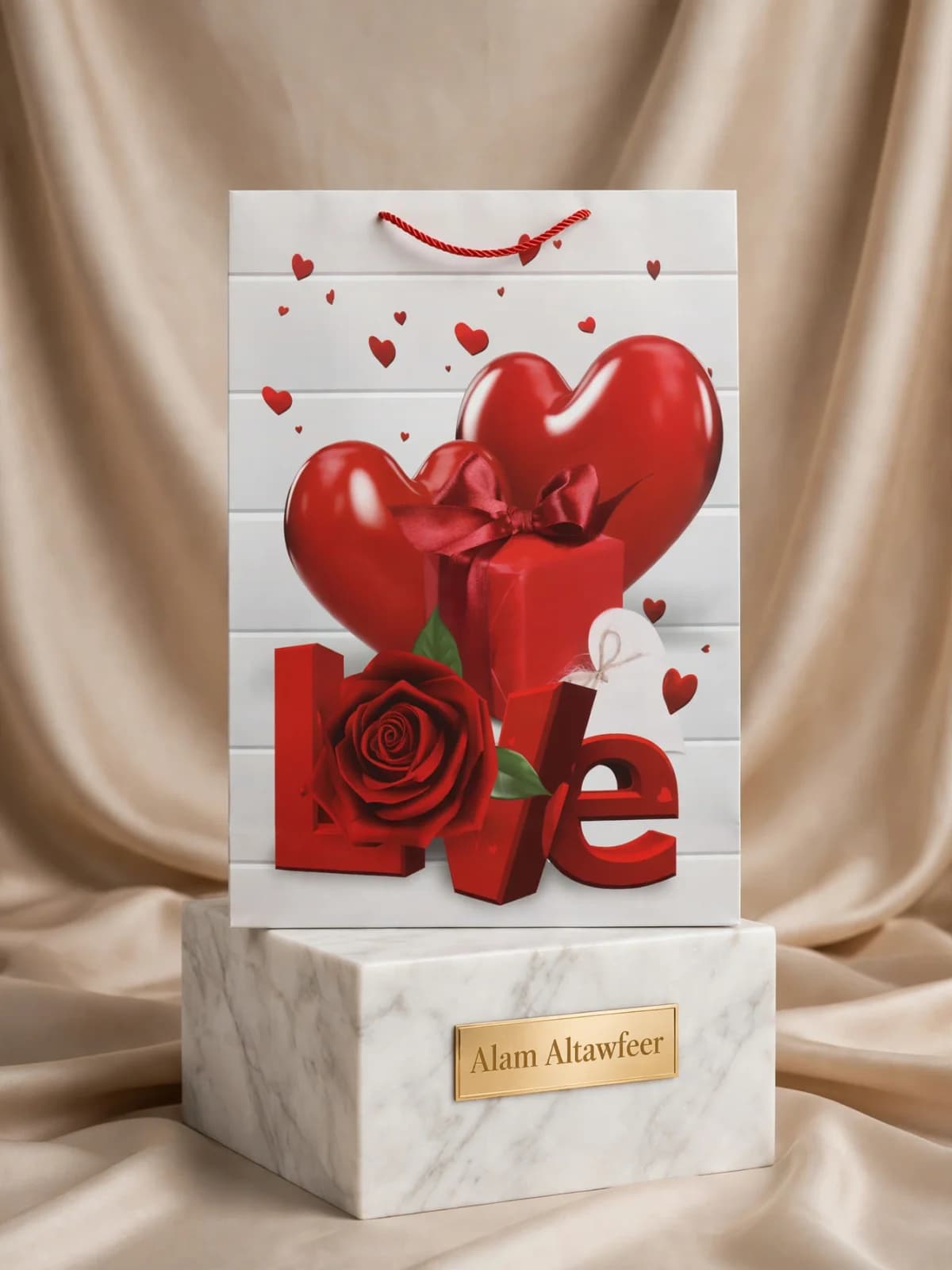 كيس هدايا LOVE أحمر 2