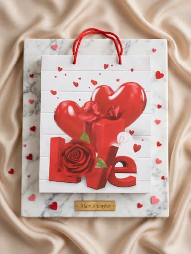 كيس هدايا LOVE أحمر