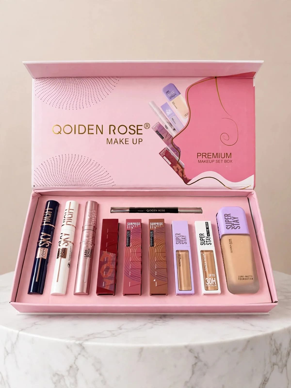 بكج  مكياج QOIDEN ROSE كامل 10 قطع 1